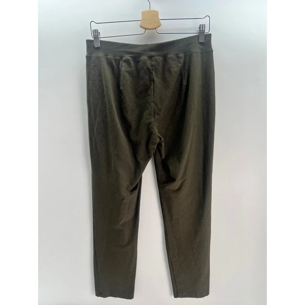 Eileen Fisher Small Green Pull On Pants Sustainable Stretch Jersey Minimalist